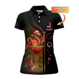 Maxcorners Personalized Flamingo Golf Shirt, Christmas Golf Shirt With Custom Name, Golf Gift For Golfer