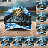 Maxcorners Personalized Fishing Blue Camo Sport 3D Cap ( Large Mouth Bass, Walleye, Stripped Bass, Trout Fish, Catfish, Crappie, Salmon, Pike )