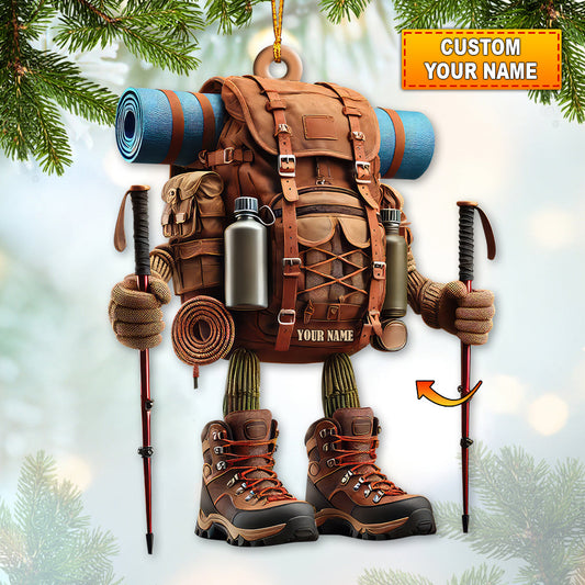 Maxcorners Custom Name Hiking Ornament, Hiking Lover Christmas Decoration 2D Flat LM2111