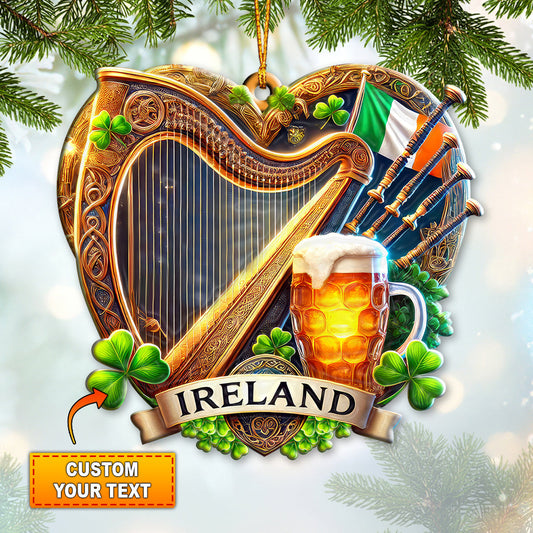 Maxcorners Custom Name Ireland Ornament, Christmas Gift for Ireland Lover 2D Flat LM2211