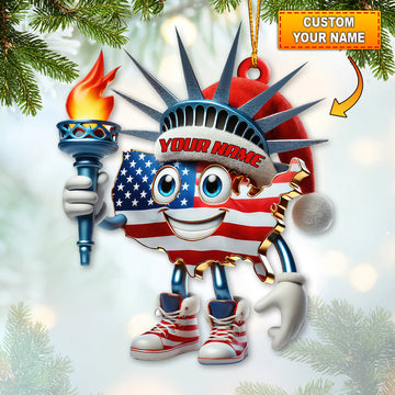 Maxcorners Custom Name American Christmas Ornament, America Lover Christmas Gift 2D Flat LM2111