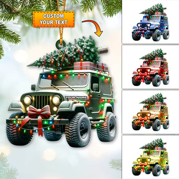 Maxcorners Custom Name Jeep Ornament, Christmas Gift for Jeep Lover15 2D Flat LM2111