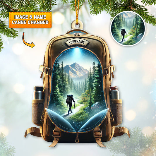 Maxcorners Custom Name Hiking Christmas Ornament, Christmas Gift for Hiking Lover 2D Flat LM2111
