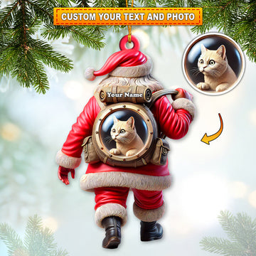 Maxcorners Custom Name Santa and Pet Ornament, Pet Lover Christmas Gift 2D Flat LM2111