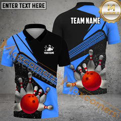 Maxcorners Ball Pattern Bowling Jersey Multicolor Option Customized Name, Team Name 3D Polo Shirt