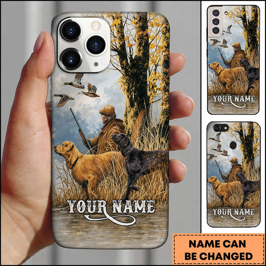 Maxcorners Hunting Duck Hunter and Retriever Dogs Personalized Name Phone Case