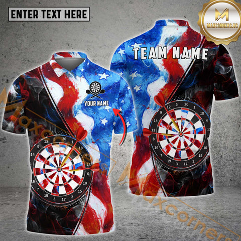 Maxcorners American Flag Dartboard Darts Team Jersey Personalized Name, Team Name 3D Shirt