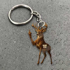 Maxcorners Personalized Funny Deer Buck Fukin' Finger Hunting Acrylic Christmas Ornament And Keychain Custom Gift For Hunters 2D Flat