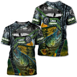 Maxcorners Bass Fishing Natural Customize Name 3D Shirts