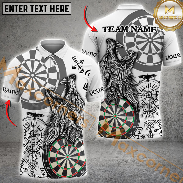 Maxcorners Darts Wolf Viking Style Multicolor Option Customized Name, Team Name 3D Shirt