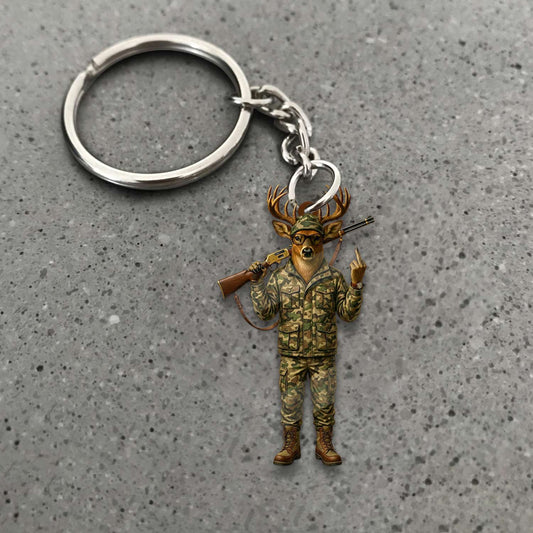 Maxcorners Personalized Camo Deer Hunter Attitude Hunting Acrylic Christmas Ornament And Keychain Custom Gift For Hunters 2D Flat