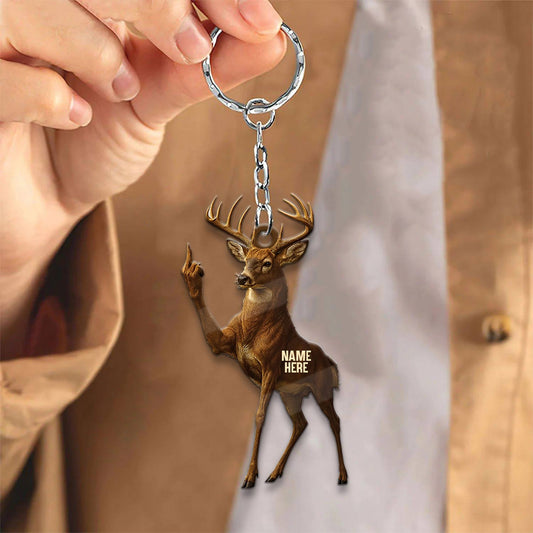 Maxcorners Personalized Funny Deer Buck Fukin' Finger Hunting Acrylic Christmas Ornament And Keychain Custom Gift For Hunters 2D Flat