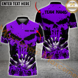 Maxcorners Bowling Grunge Skull Multicolor Option Customized Name, Team Name 3D Shirt