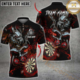 Maxcorners Darts Dragon And Skull Flame Multicolor Option Customized Name, Team Name 3D Shirt