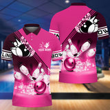 Maxcorners Bowling Ball Crashing Into The Pins Multicolor Option Personalized Name Polo Shirt