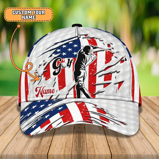 Maxcorners Custom Mens Golf Cap 3D, Full Printed Caps For Golf Mens, Cap For Him, Golf Caps In American Flag LM0402
