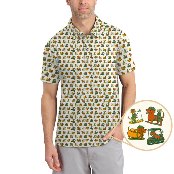 Maxcorners Dachshund Pattern Golf Shirt â€“ Funny Dog Golf Polos For Pet Lovers - Golf Gift For Golfers