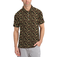 Maxcorners Camo Pattern Golf Polos For Men, Crazy Golf Shirts, Golf Gift For Golfer, Funny Golf Shirt