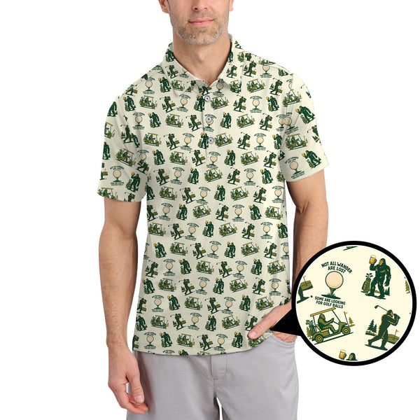Maxcorners Bigfoot Golf Shirt For Men, Funny Golf Shirts, Pattern Golf Gift For Golfers