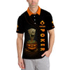 Maxcorners Poker Halloween Shirt, Funny Poker T-Shirt, Custom Name Skeleton Pumpkin Poker PolosLM1009