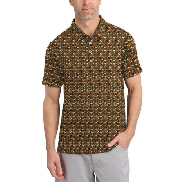Maxcorners Dachshund Golf Shirt For Men, Christmas Pattern Golf Shirt, Funny Golf Shirt For Golfer