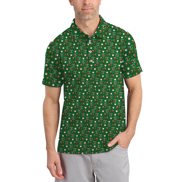 Maxcorners Christmas Golf Shirt, Hohoho Pattern Golf Shirt, Xmas Golf Shirt, Golf Gift For Men