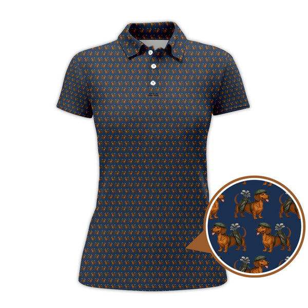 Maxcorners Dachshund Golf Shirt For Men, Pattern Golf Polos, Funny Golf Shirt For Golfers