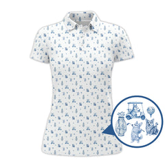 Maxcorners Toile De Jouy Shirt, Pattern Polf Shirt, Dog Golf Shirt, Corgi Golf Shirt, Crazy Golf Shirt For Men