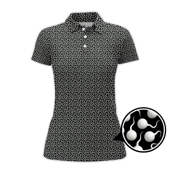 Maxcorners Funny Golf Shirt, Pattern Golf Balls Polos For Men, Crazy Golf Shirts For Golfers