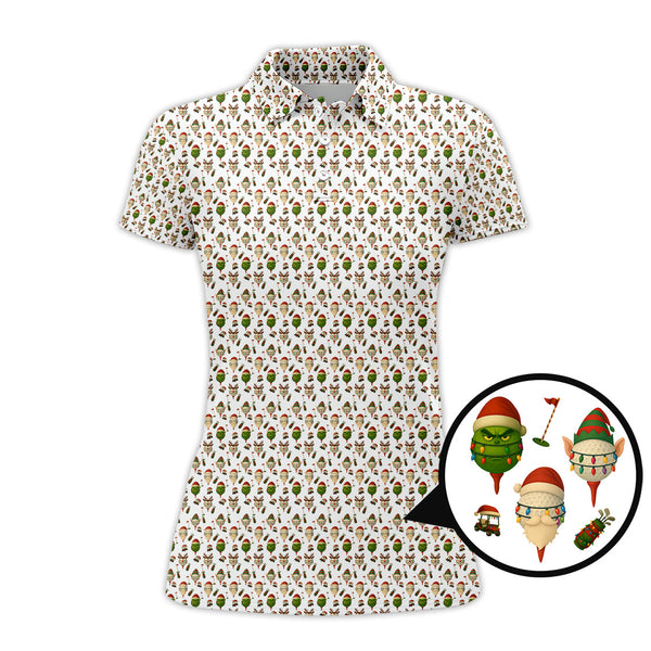 Maxcorners Christmas Golf Shirt For Men, Funny Pattern Golf Shirt , Xmas Golf Shirt, Golf Gift For Golfer