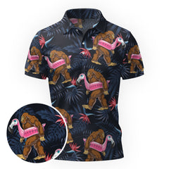 Maxcorners Flamingo Bigfoot Nighmode Golf Polo Shirt