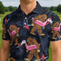 Maxcorners Flamingo Bigfoot Nighmode Golf Polo Shirt