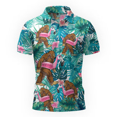 Maxcorners Flamingo Tropical Bigfoot Mode Golf Polo Shirt