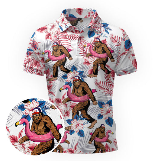 Maxcorners Patriotic Pool Sasquatch Golf Polo Shirt