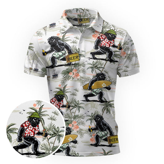 Maxcorners Bigfoot Surfing Party Golf Polo Shirt
