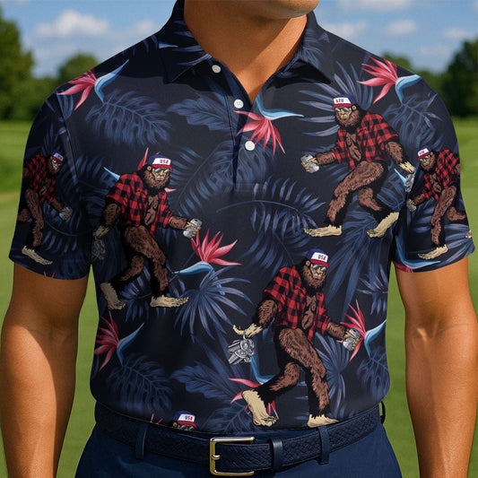 Maxcorners Beer Run Bigfoot Golf Polo Shirt