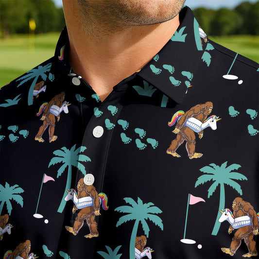 Maxcorners Rainbow Rider Sasquatch Golf Polo Shirt