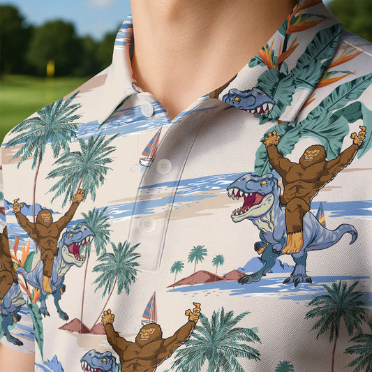 Maxcorners Sasquatch Surfs the Beast Golf Polo Shirt