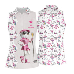 Maxcorners Par Then Bar Flamingo Golf Polo Shirt – Custom Women's Golf Top – Funny Ladies Golf Apparel