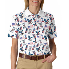 Maxcorners Golf Of America Pattern Golf Polos, USA Golf Shirt For Men, Crazy Golf Shirt For Golfers