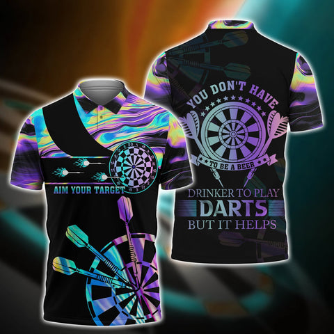 Maxcorners Aim Your Target Dart Polo Shirt, You Don't Have Drinker To Play Darts But It Helps