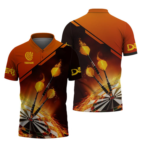MaxCorners Darts Fire Customized Name 3D Polo Shirt For Men