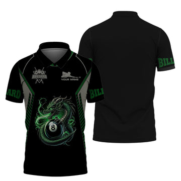 MaxCorners Billiards Dragon Fire Customized Name 3D Polo Shirt For Men
