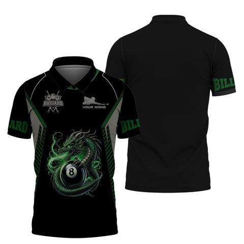 MaxCorners Billiards Dragon Fire Customized Name 3D Polo Shirt For Men