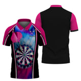 MaxCorners Darts Pink Pattern Customized Name 3D Polo Shirt For Men