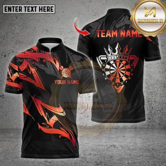 Maxcorners Darts Shirt Golden Crown Royal Style Multicolor Options Personalized Name, Team Name Unisex 3D Shirt (4 Colors)
