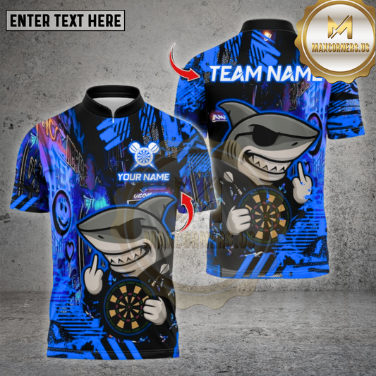 Maxcorners Darts Shirt Shark Graffiti Neon Style Multicolor Options Personalized Name, Team Name Unisex 3D Shirt (4 Colors)