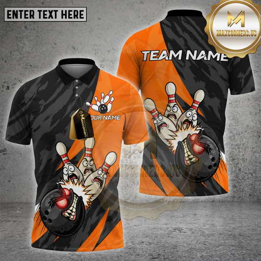 Maxcorners Bowling Shirt Scary Ball Slash Multicolor Options Personalized Name, Team Name 3D Shirt (4 Colors)