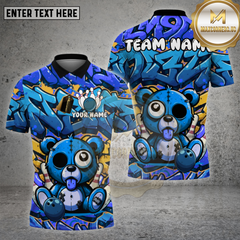Maxcorners Bowling Shirt Graffiti Crazy Bear Multioptions Personalized Name, Team Name Unisex 3D Shirt (4 Colors)