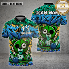 Maxcorners Bowling Shirt Graffiti Crazy Bear Multioptions Personalized Name, Team Name Unisex 3D Shirt (4 Colors)